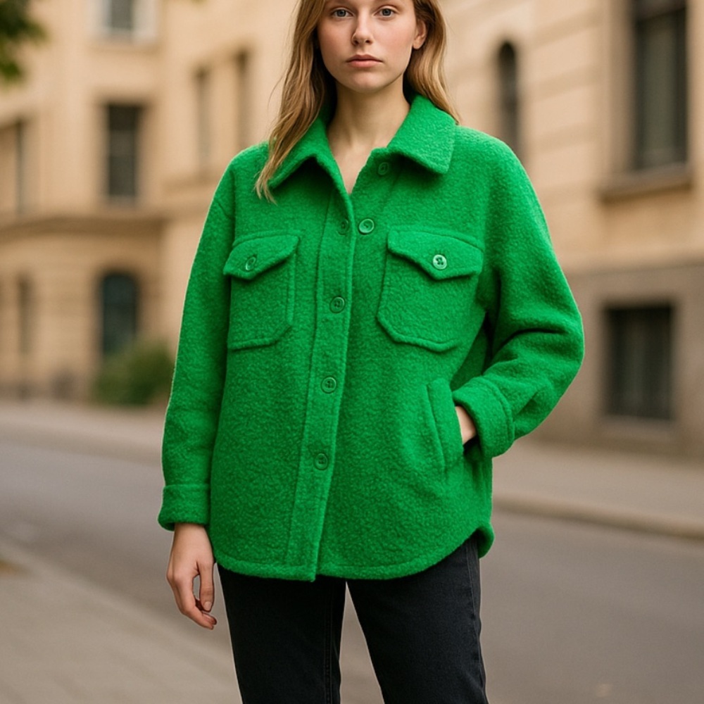 New without tags Autre Filles/Anthropologie green button up boucle jacket Large